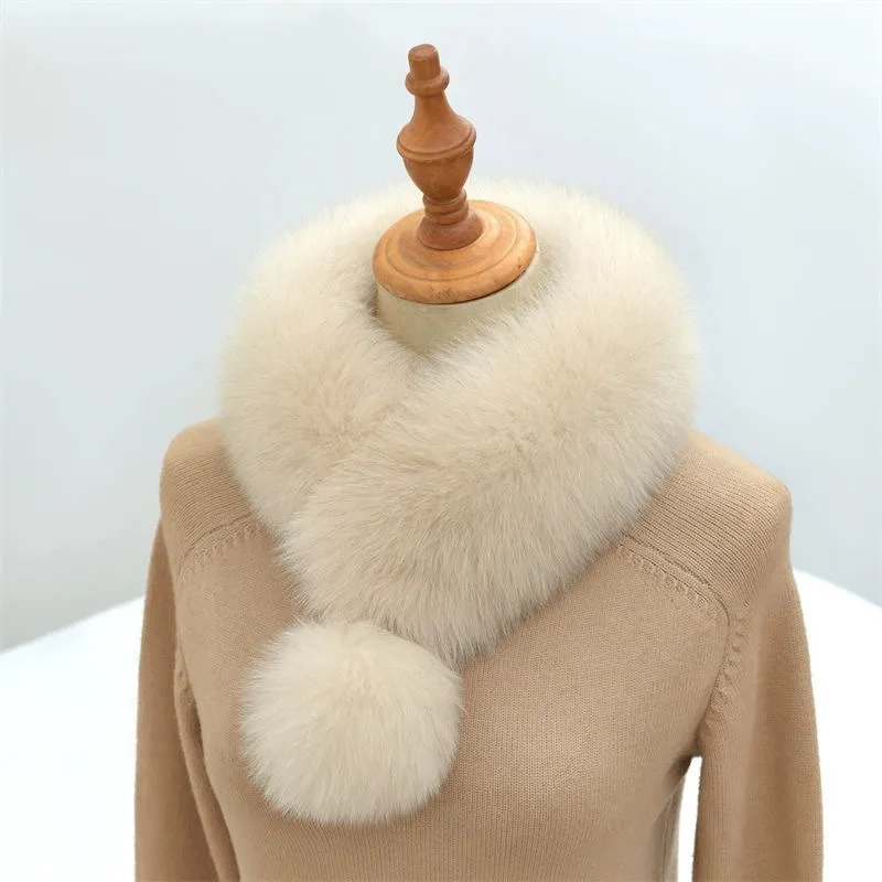 Chauffe-cou en fausse fourrure de renard pour femme – Écharpe épaisse et chaude avec col en fourrure, accessoire d'hiver de style de luxe élégant pour stimuler le tempérament