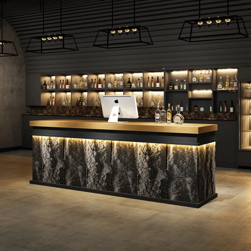 Meja Kasir Restoran Bar Gaya Cina Baru Homestay Mewah Meja Kasir Kayu Solid Perabot Meja Resepsionis JT40C