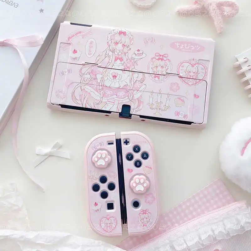 Urocze etui na Nintendo Switch NS w stylu anime, różowe, dzielone, twarde, ochronne na stację dokującą, akcesoria do gier dla Nintendo Switch OLED/Lite, kontroler Joy-Con — zdjęcie produktu 2