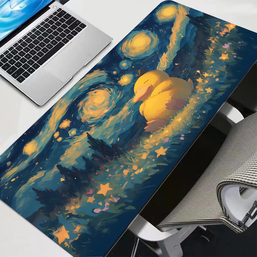 Kawaii Pokemon Psyduck Mauspad, große Anime-Schreibtischunterlage, erweiterte Tastaturunterlage, rutschfestes Mauspad für Computer, Laptop, Büro, Zuhause