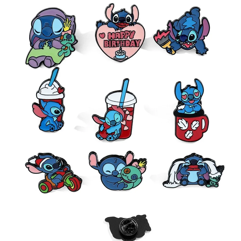 

1-9Pcs Anime Disney Stitch Enamel Pin Brooches For children Lapel Pins Badge on Backpack Clothes Accessories Fashion Gifts