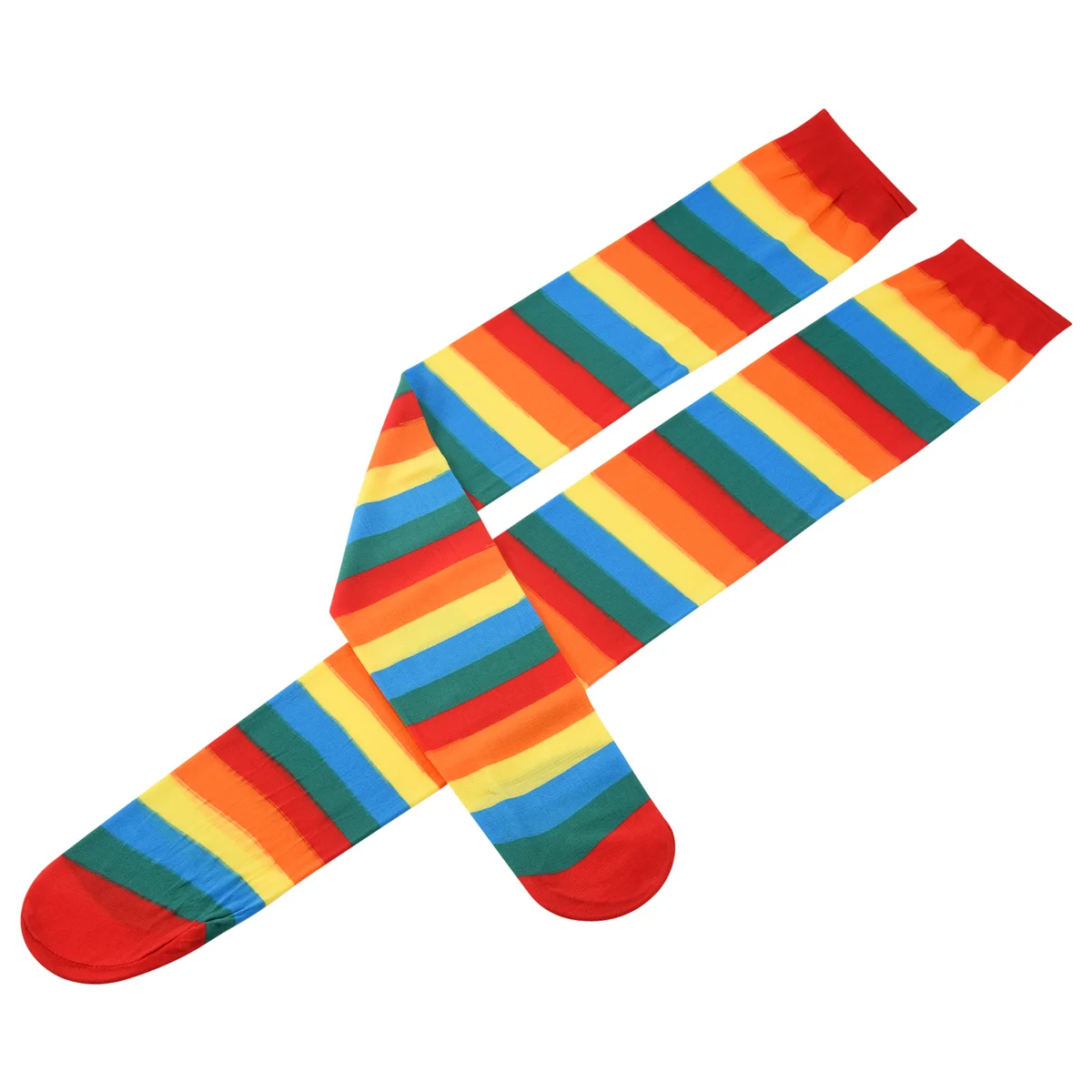 BABQ Colorful Rainbow Striped Socks Over the Knee Clown Striped Costume High Stockings for Halloween Cosplay Parties