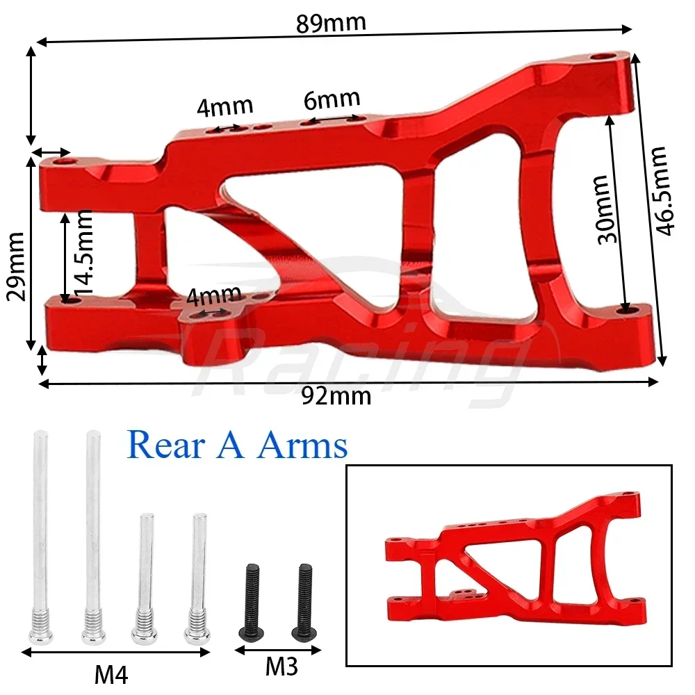Aluminum Alloy Front Rear Lower Suspension A Arms for 1/10 Traxxas Slash Rustler 4X4 2WD Short RC Course Metal Upgrade Parts
