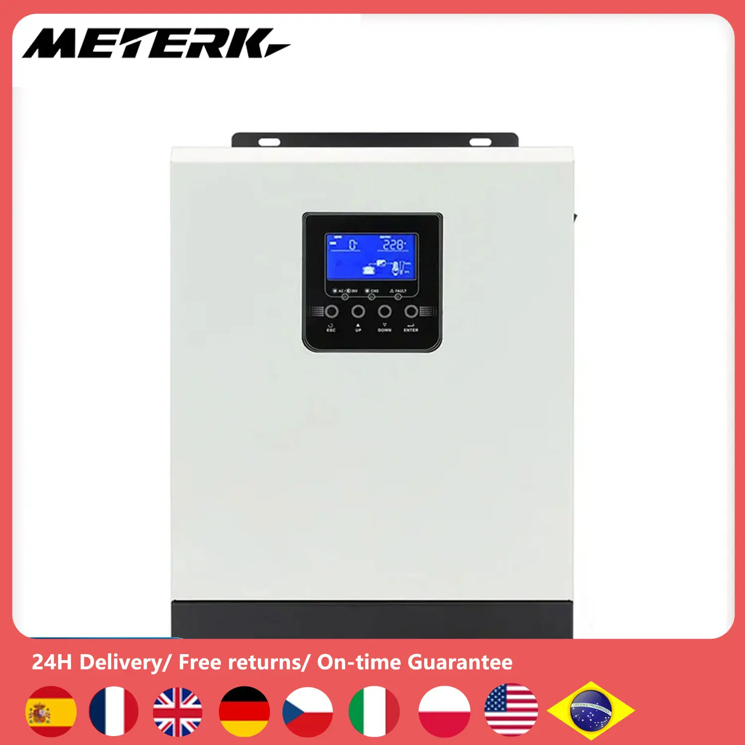 Inversor Solar de onda sinusoidal pura de 3KVA/2400W, PWM 50A, controlador de cargador Solar, reinicio automático, protección de sobrecarga y cortocircuito