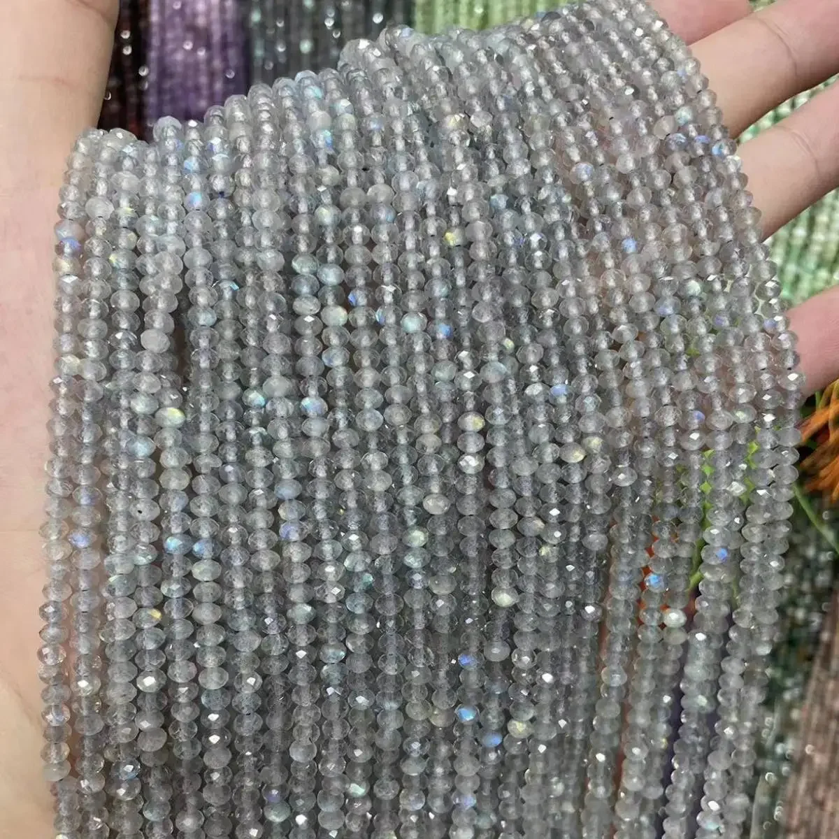 100% الحجر الطبيعي الخرز AAAAA اللابرادوريت الأوجه Rondelle خزر عازل 3x4 مللي متر للمجوهرات قلادة سوار ذاتي الصنع صنع