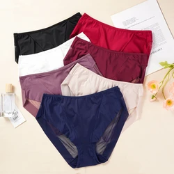 Women's Transparent Mesh Briefs Breathable Mide Waist Seamless Panties Sexy Underwear L-XXL Female Underpants