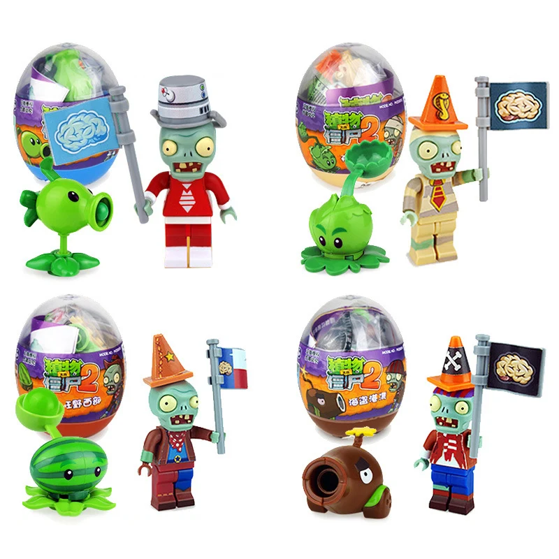 Plants Vs. Zombies Surprise Capsules Toy Gacha Assembling Building Blocks Cultivate Kids IQ Game Figure Model Doll Children Gift