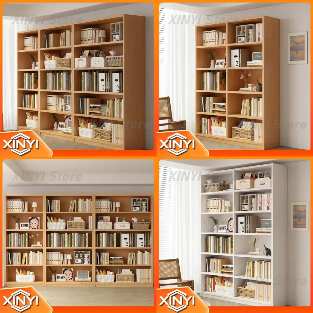 Solid Wood Bookcase for Wall Mount Floor to Ceiling Bookshelf for Library Storage Organizer Display Cabinet for Files and