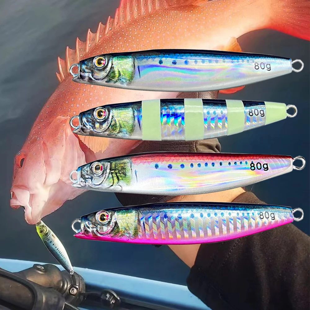 7.5cm 40g Metal Jig Sea Fishing 3D Printing Bass Fish Bait Tackle Trout Shore Slow Drag Cast Jigs Tuna Salwater Lure