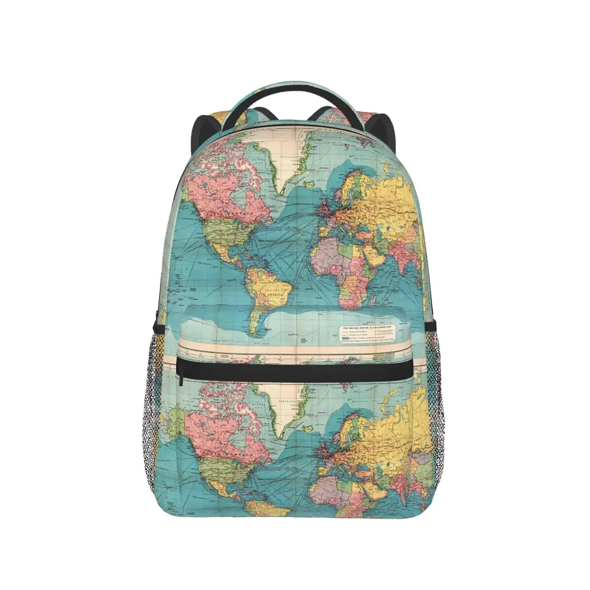 Vintage Blue Rainbow Historical World Map Backpacks Boys Girls Bookbag Students School Bags Cartoon Laptop Rucksack Shoulder Bag