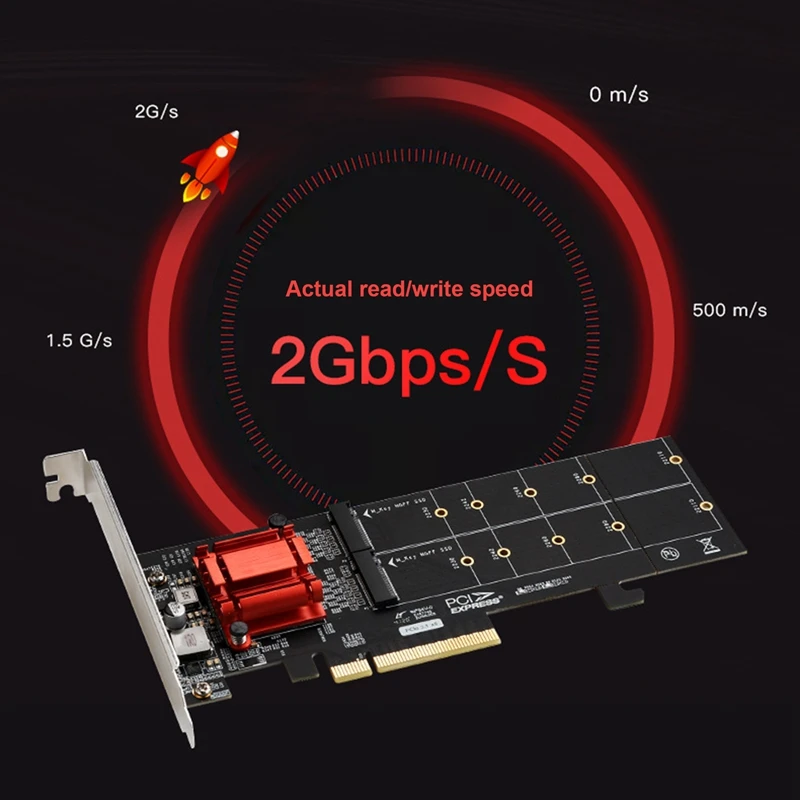 

PCIE3.1 X8 To Dual M.2 Hard Disk Expansion Card ASM1812 Chip Supports NVME Protocol Full Speed Expansion Card