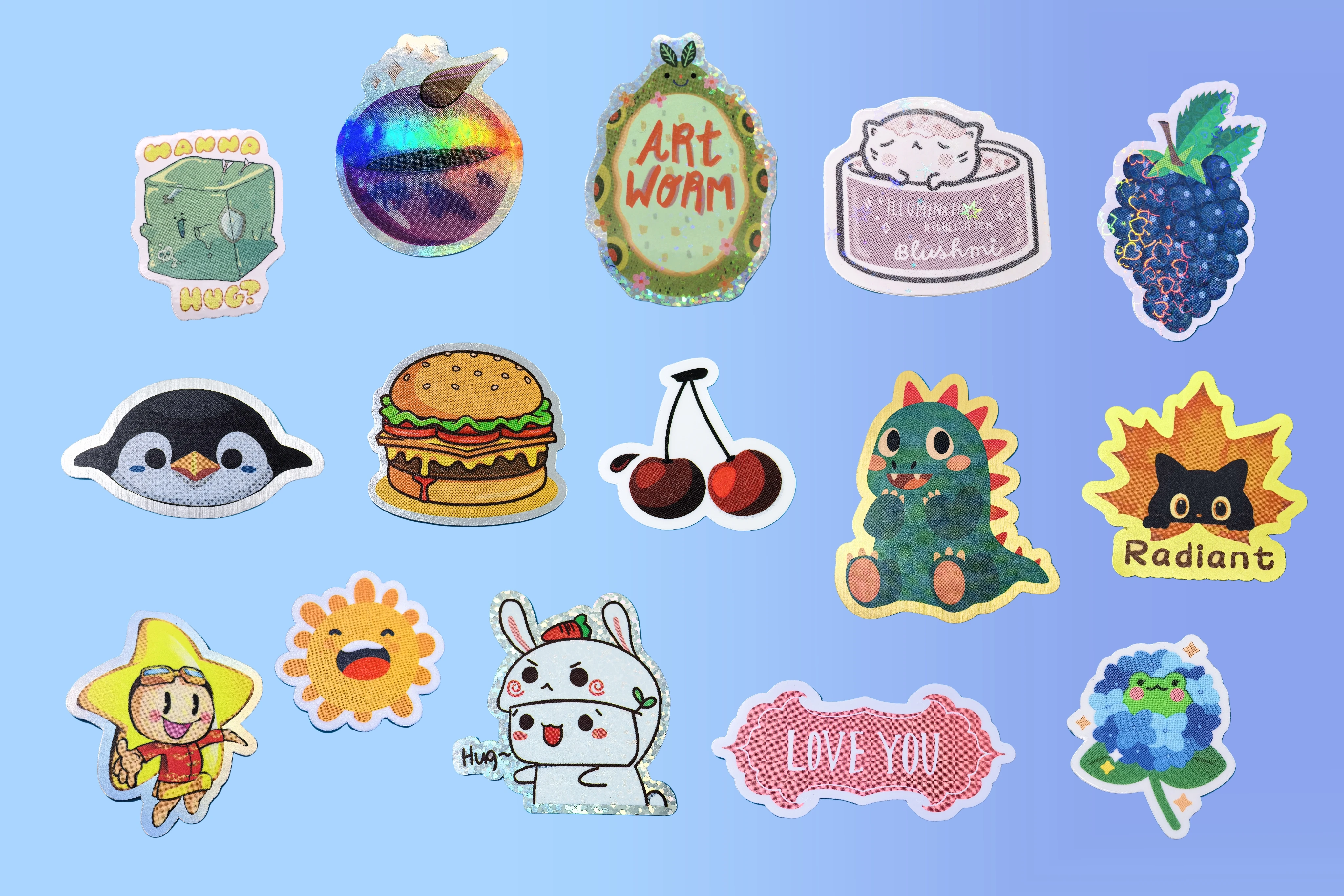 100pcs Custom Stickers PVC Waterproof Die Cut Vinyl Personalized Logo Design Cute Sticker For Laptop Birthday Wedding Business