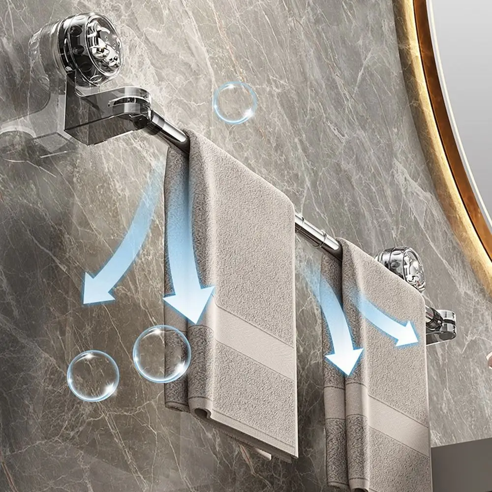 Suction Cup Retractable Towel Bar Non-punching Rotated Single Towel Rail Rod Removeable Drain Transparent Shoe Rack Kitchen