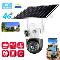 4K 4G Solar Wireless Surveillance Camera Outdoor CCTV PTZ Camera PIR Human Detection Color Night Vision Security Protection