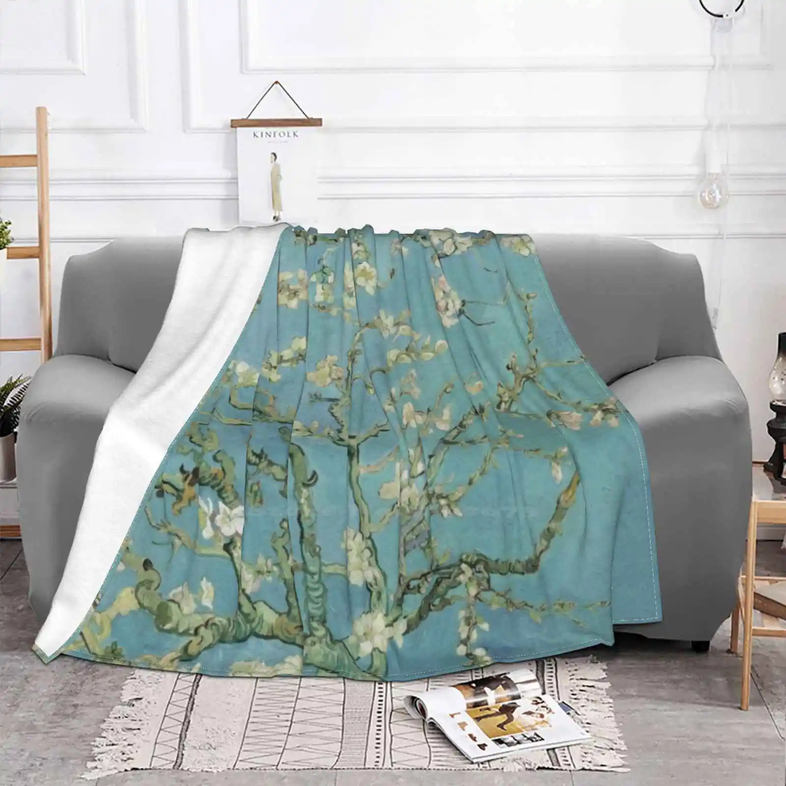 Van Gogh Low Price New Print Novelty Fashion Soft Warm Blanket Vincent Van Gogh Flowers Post Artsy Cherry Tree Sakura Almond