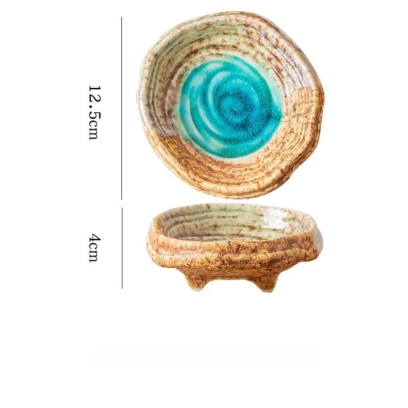 

Ceramic Dessert Bread Plate Creative Blue Special-shaped Tall Snack Saucer Sushi Fruit Plate Home Kitchen Supplies Accessories