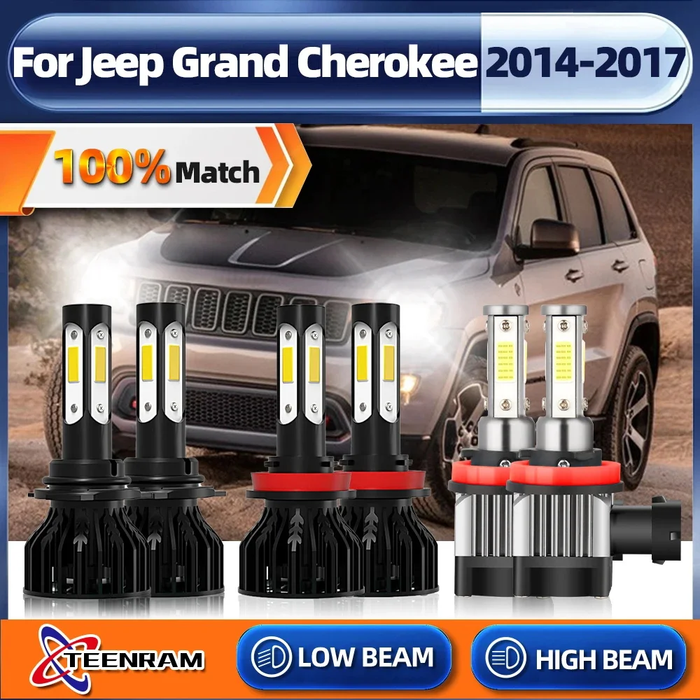 TEENRAM Car Headlight Bulb Lamp LED headlights 60000LM 360W H11 9005 HB3 6000K 12V For Jeep Grand Cherokee 2014 2015 2016 2017