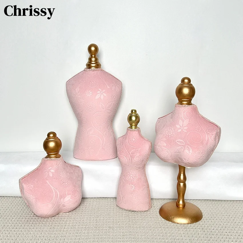 قسط المخملية عارضة أزياء عرض الرقبة - كريستال قلادة تمثال نصفي حامل المجوهرات الفاخرة شحن مجاني