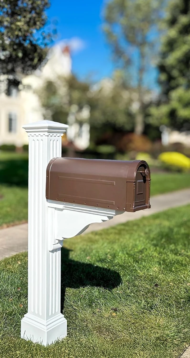 Decorative Mailbox Post, Outdoor Heavy Duty Support Stand For Post Mount Mailboxes, Weather Resistant All Season Vinyl Post, Backyard Garden Entryway Decor, White