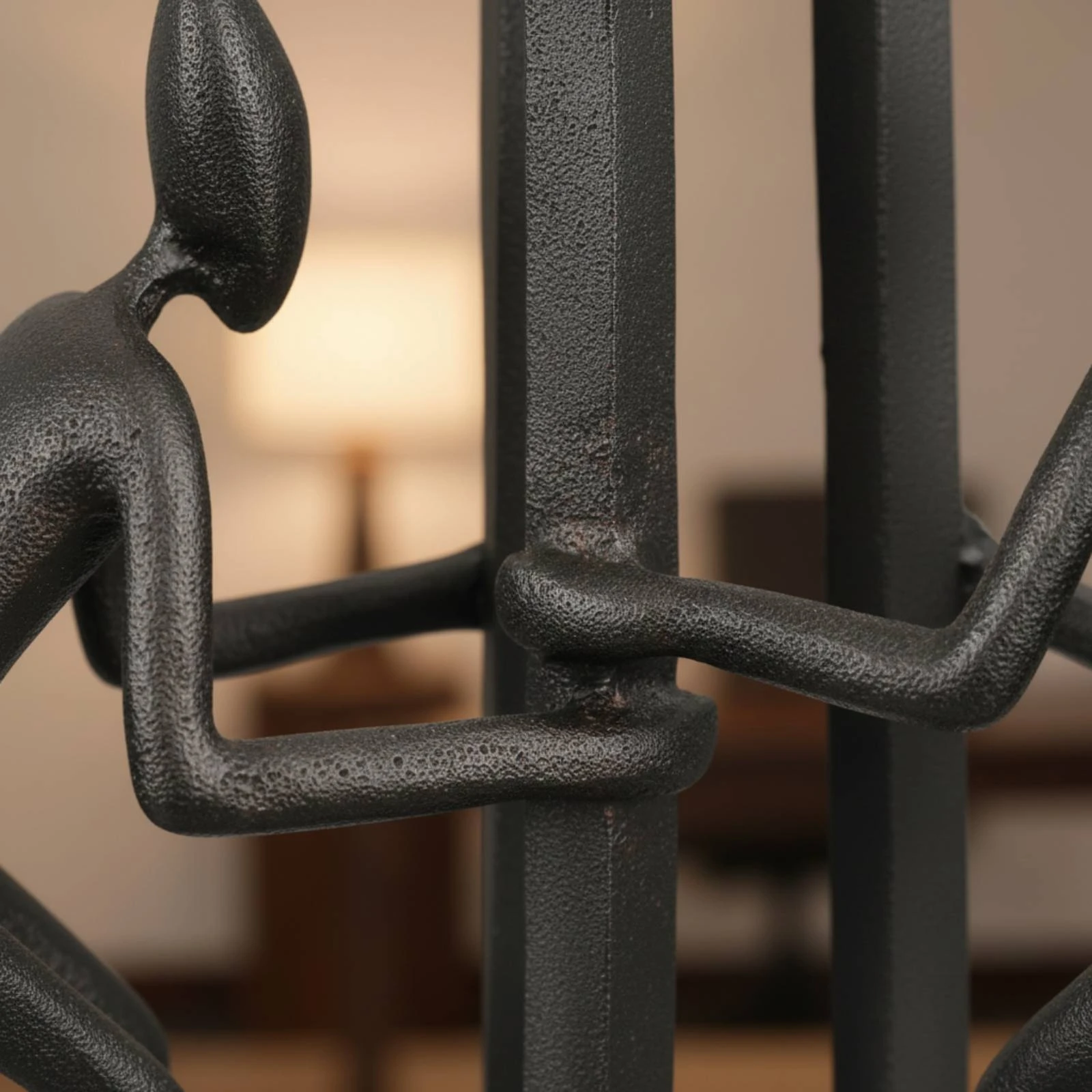 Black Cast Iron Figurine Sculptural Abstract Climbing Sculpture Minimalist Human Sculpture Conversation Starter for Entryway