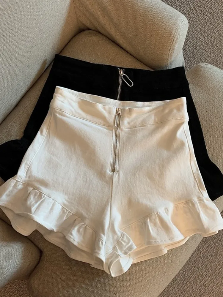 블랙 2025 미니 스커트 여성 Y2K 여름 스윗 프레피 캐주얼 숏 스커트 한국 하이웨이스트 폴드 A라인 스커트