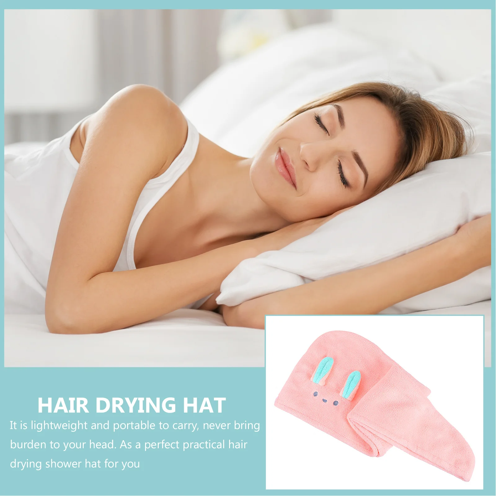 

Fast Drying Hair Cap for Women Stylish Rabbit Ear Bath Hat High Absorbency Cotton Shower Hat for Convenient Home Or Travel Use