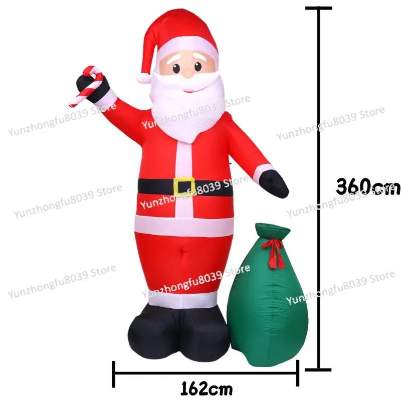 Christmas inflatable decoration 3.6 meters luminous gift bag Santa, garden ornament