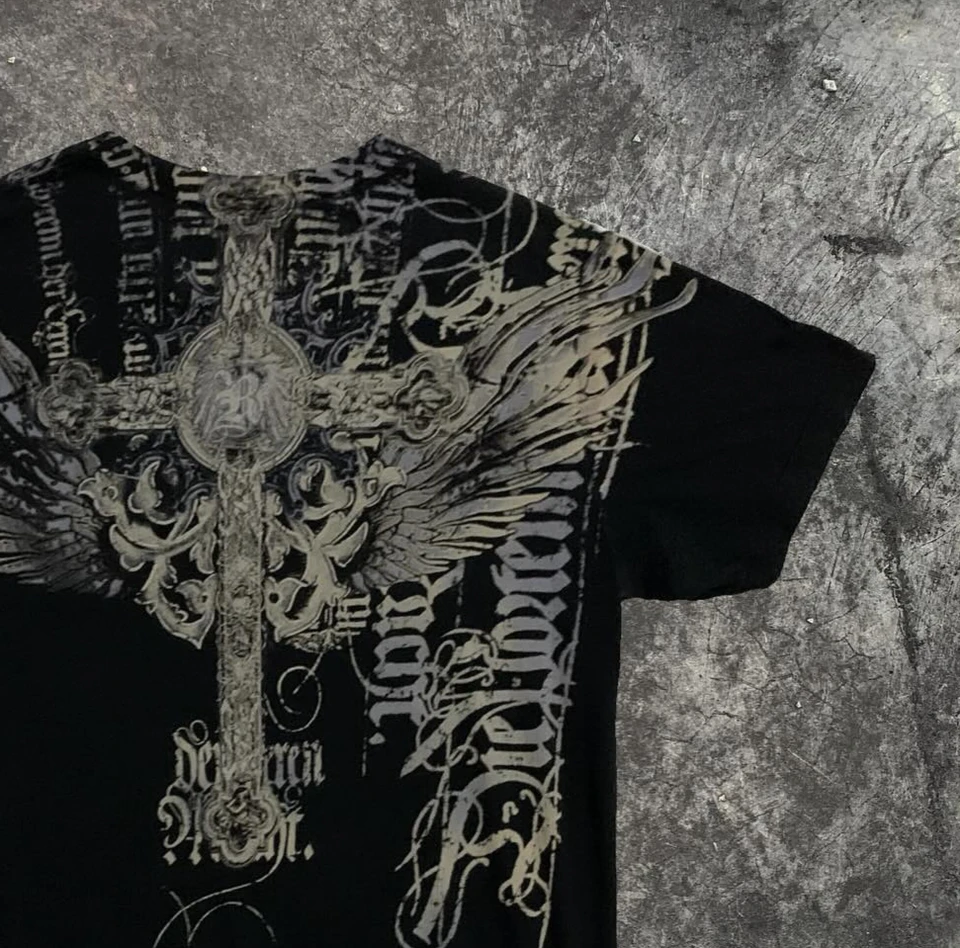 Playera de algodón vintage Y2K Southpole, con gráfico gótico, corte oversize, unisex, estilo urbano, suave 2