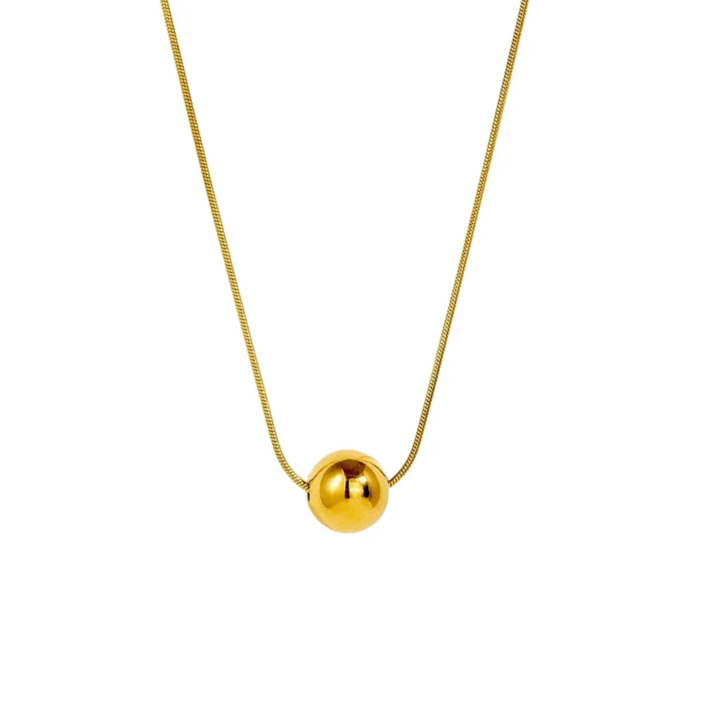 فاسق الترقوة كرة صغيرة قلادة الإناث الذهب اللون الفولاذ المقاوم للصدأ ثعبان العظام سلسلة المختنق قلادة للنساء مجوهرات هدية 2025 #1