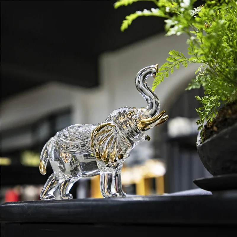 11.5X13.5CM Nordic Animal Ornaments Handmade Elephant Crystal Zhaocai Statue Desktop, Living Room, Counter, Home Decoration