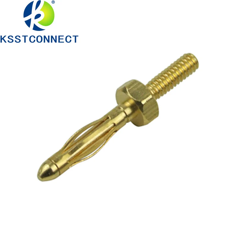 50pcs brass gold-plated 2mm non-insulated 2mm bare banana plug M2 thread length L=6.5 experimental terminal