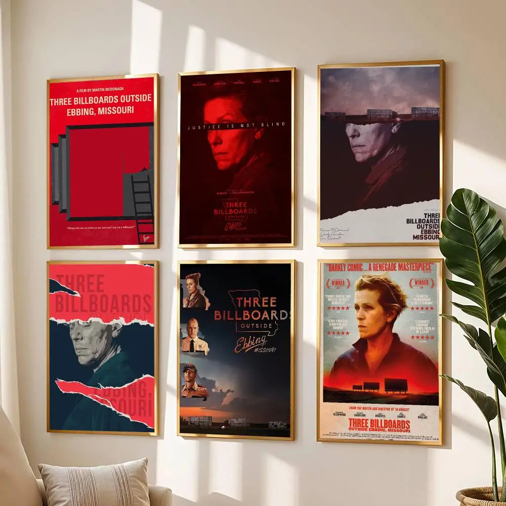 classic movie T-Three Billboards Outside-E Poster Modern Wall Decal for Living Room Cafe Office Bar and Bedroom