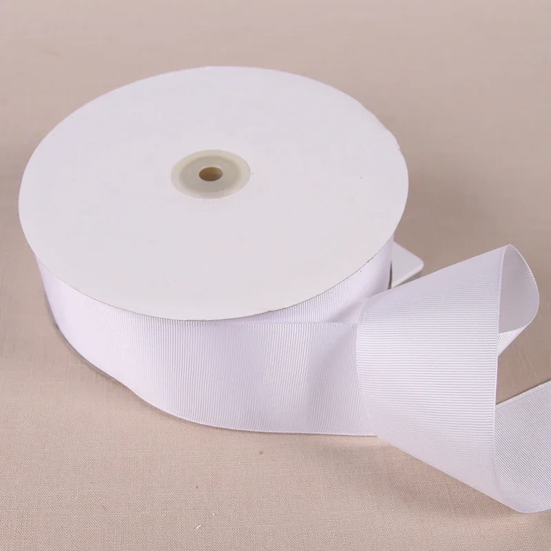 Hot sale Width 6/10/12/15/20/25/35/40/50mm (91 meter/lot) White Grosgrain Ribbon Roll Packing For DIY Handmade Hair Bow & Sewing