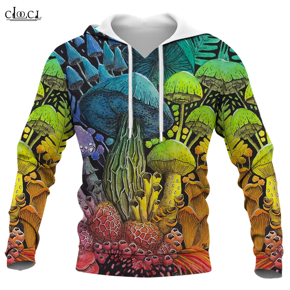 

CLOOCL Men Hoodie Fashion Colorful Mushrooms 3D Graphics Male Hoodie Unisex Hooded Long Sleeves Streetwear Jacket Tracksuits