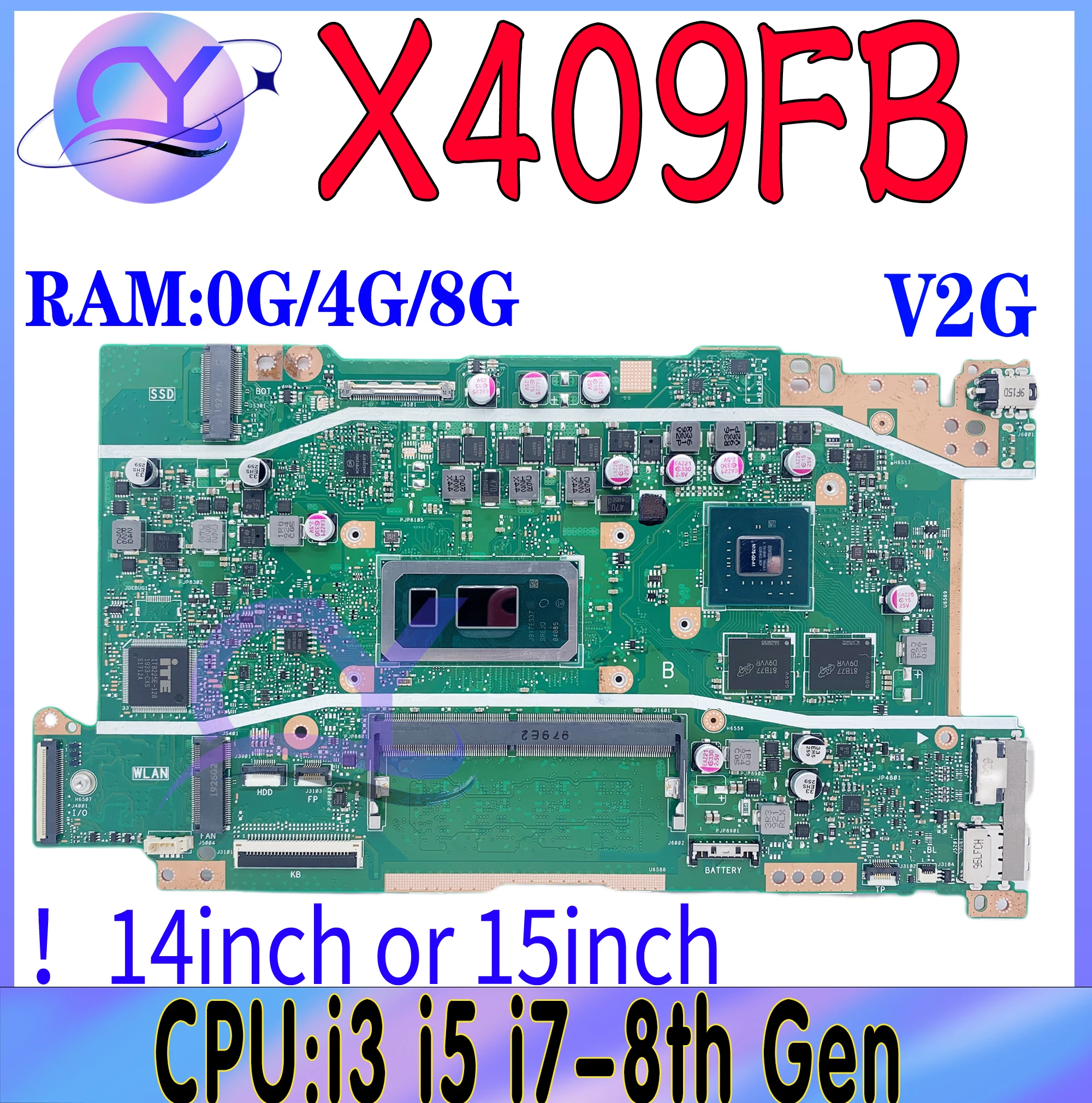 Imagem -02 - Placa-mãe do Portátil para Asus X409f X509fa F409f F509f X409fb X509fb X409fj X409fl Placa-mãe com i3 i5 i7