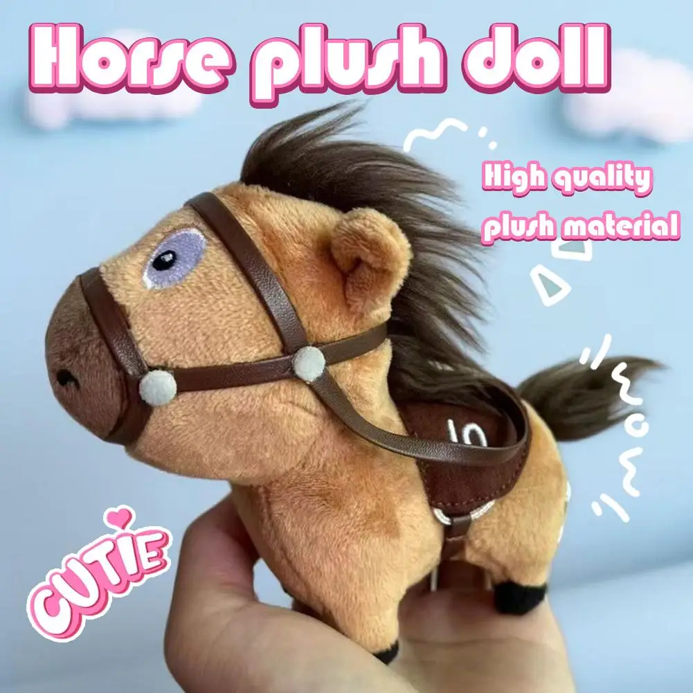 Cute Plush Horse Keychain Cartoon Horse Stuffed Doll Pendant Backpack Hanging Decoration Key Holder Christmas New Year Gifts
