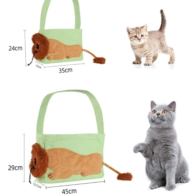 Pet Canvas Shoulder Bag Lion Shaped Carrier For Cat Comfortable Cats Carrying Pouch Handbag Puppy Messenger Bag For Out Travel - view 4
