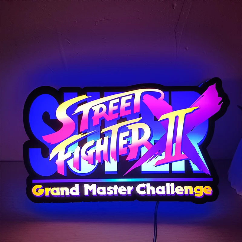 Street Fighter Logo Lightbox Light Sign Custom Wall Decor for Business Shop Hanging 12 Inch Kids Nightlight 3D Print Gift