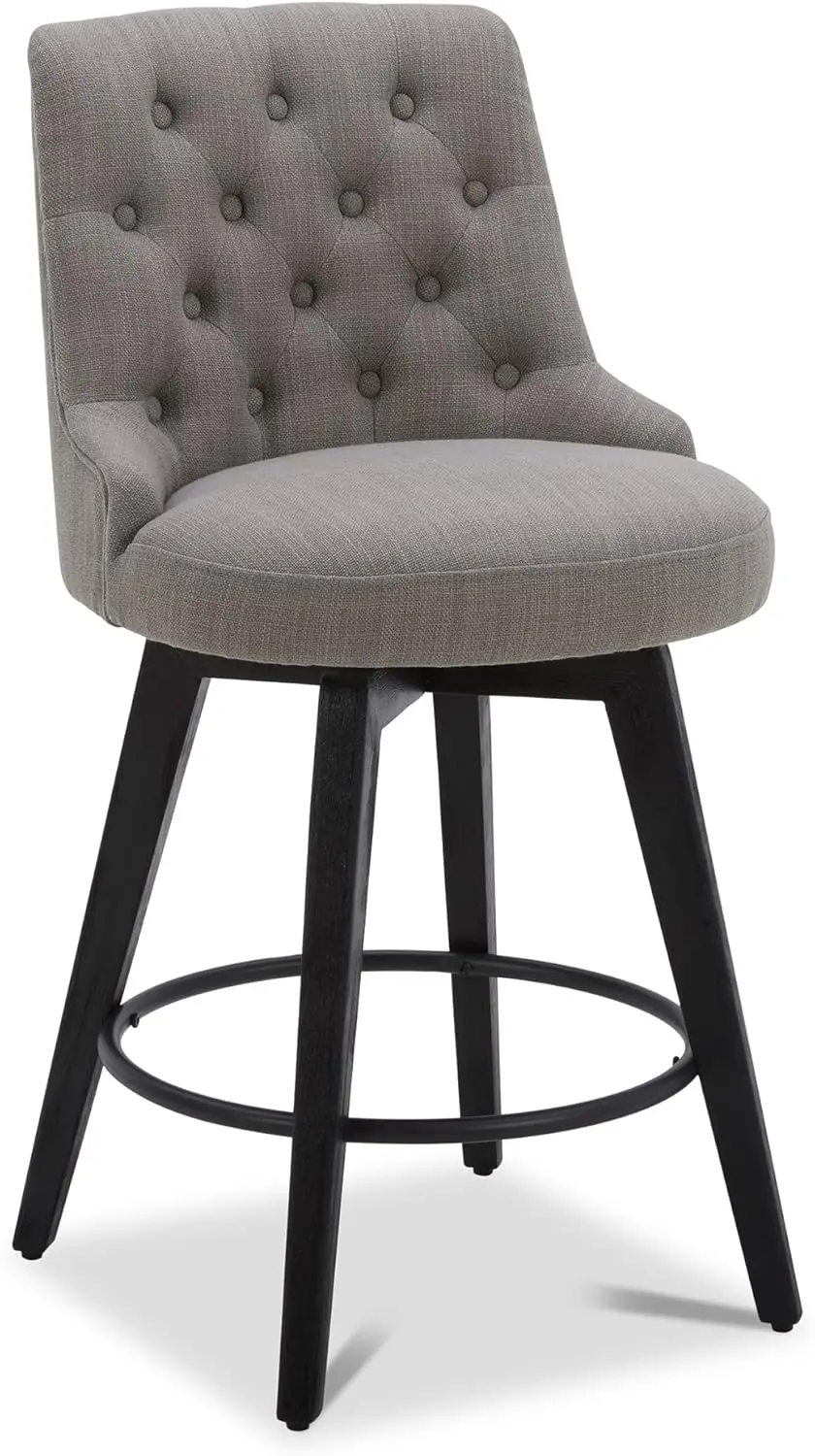 

Барные стулья высотой стойки, современный поворот со спинкой, ткань для выступлений, ножки из массива дерева, высота 26 футов, крестовый серый цвет