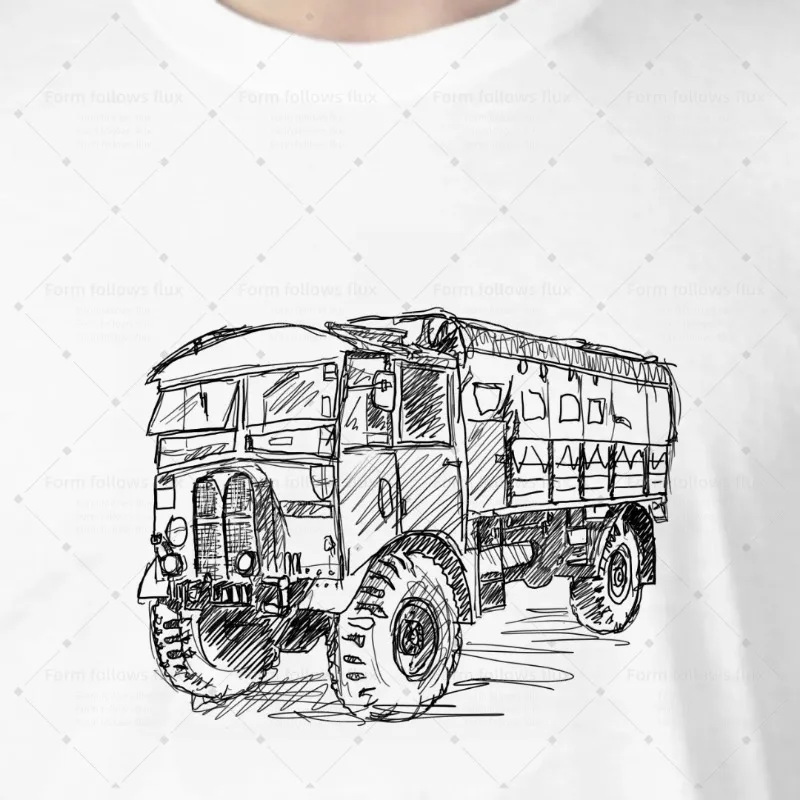 

2026 men T-Shirt Hoodie WWII AEC Matador Dads Kids Military Vehicles and Trains Remembrance Day Hand Drawn Comic style Unisex S-
