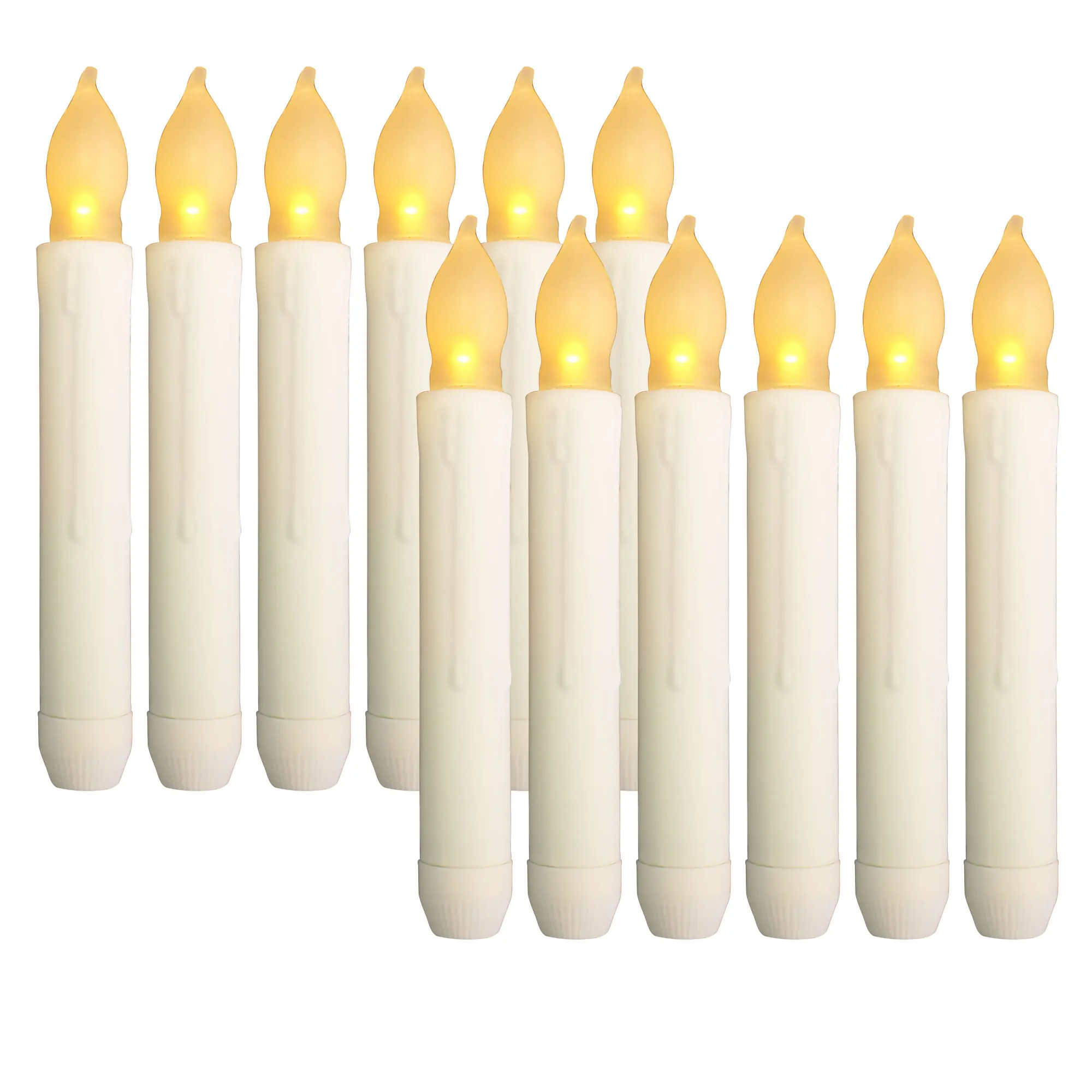 

12PCS Flameless LED Taper Candles Lights, Battery Operated Candlesticks with Warm Yellow Flickering Flame, 6.5 Inches