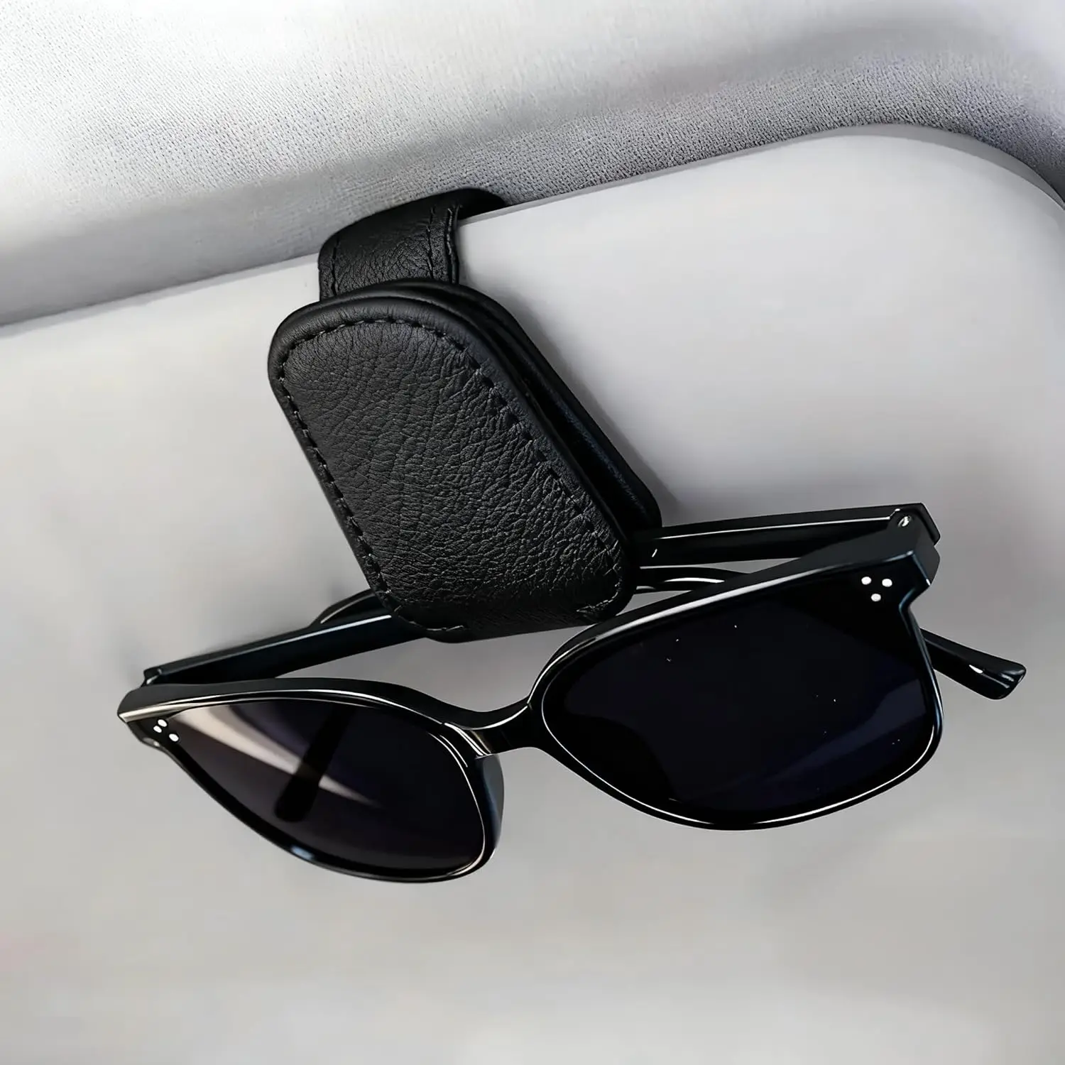 Car Sunglass Holder, Black Eyeglass Organizer for Vehicle, 2-Pack