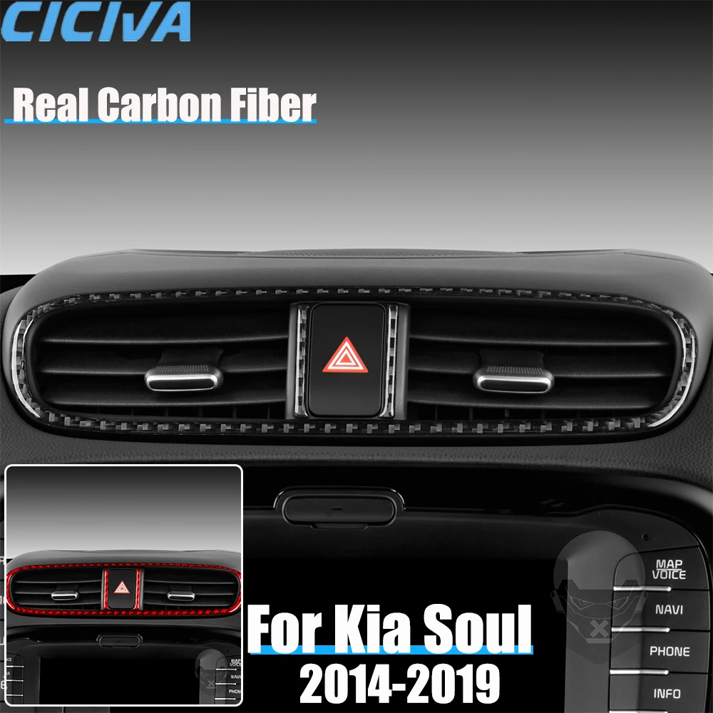 

Real Carbon Fiber Car Accessories Hazard Warning Light Trim Cover Soft Sticker For Kia Soul 2014 2015 2016 2017 2018 2019