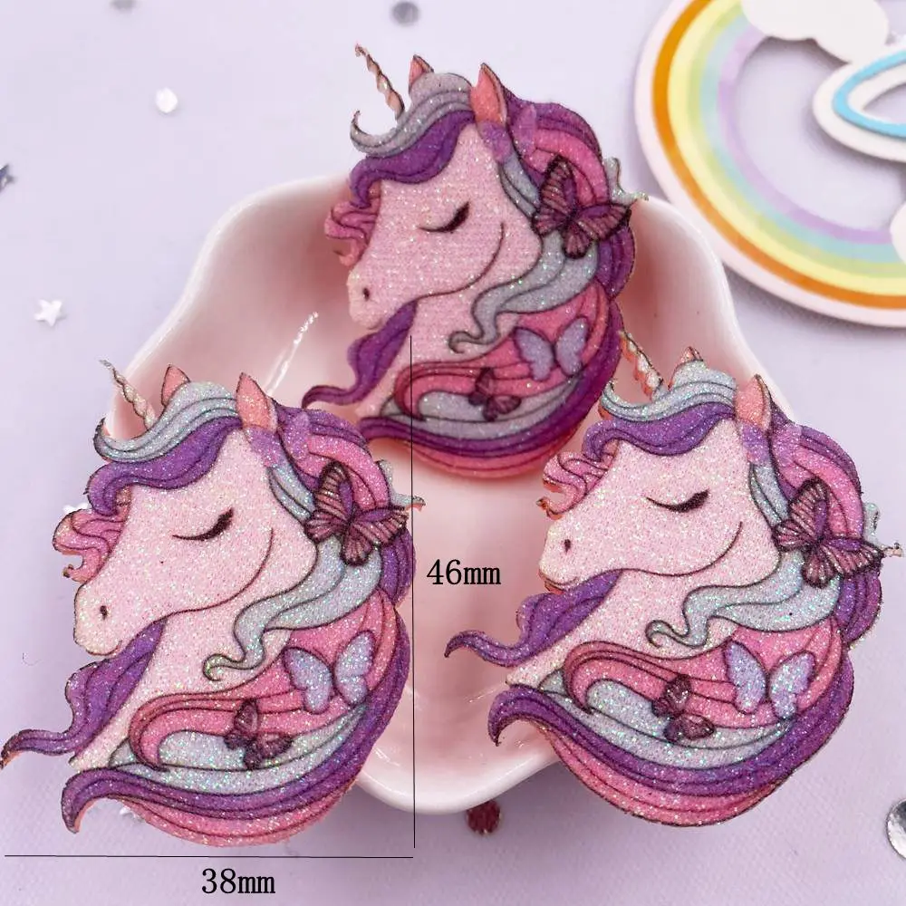 10 pezzi di tessuto in feltro glitterato non tessuti arcobaleno Kawaii unicorno applique toppa da cucito fai da te decorazioni natalizie accessori