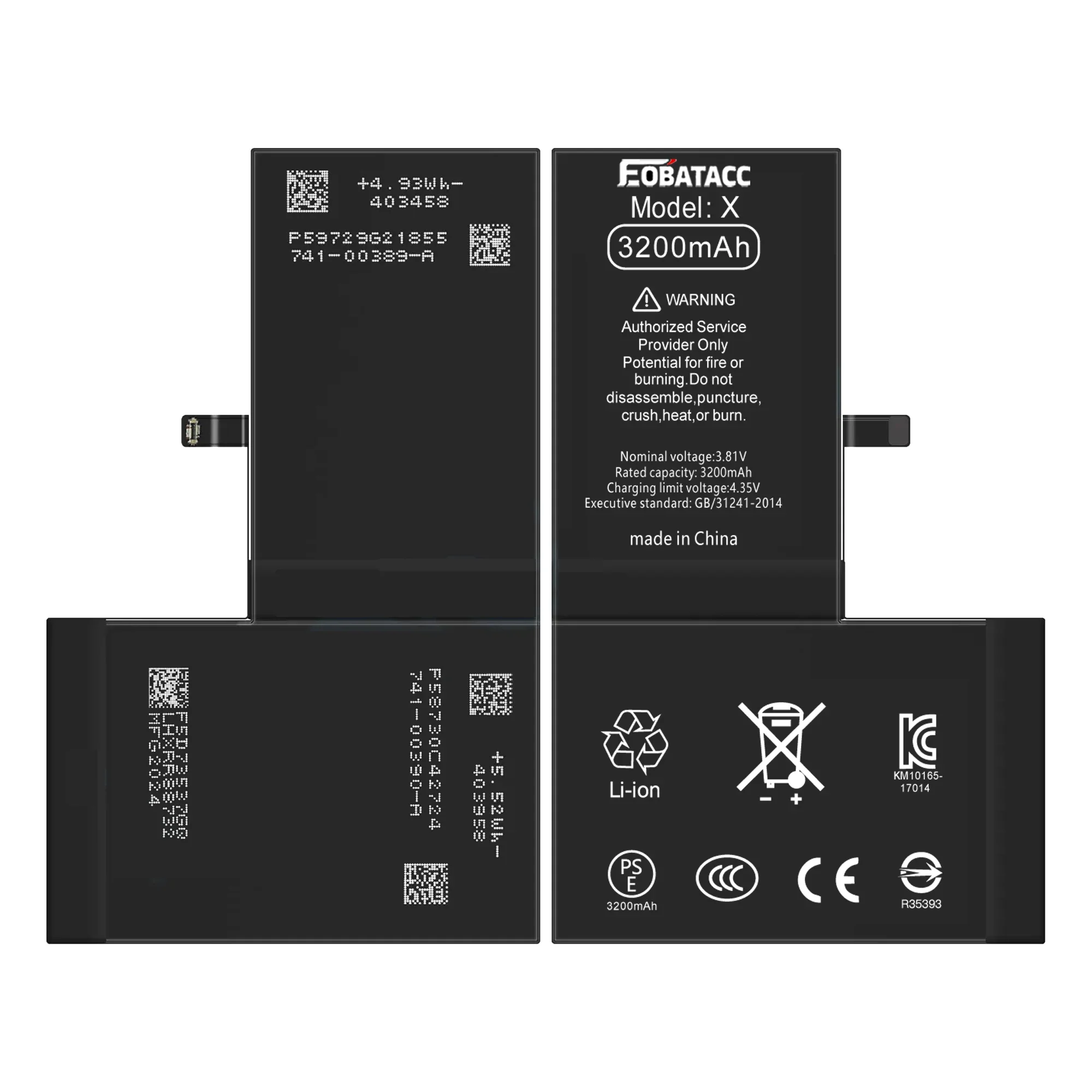 2025 YEARS EOBATACC High Quality 100% new Battery For  APPle Phone X  3200mah Battery+Tools