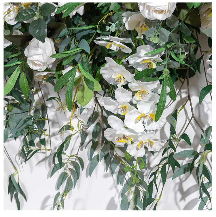 100CM Künstliche Grünblätter Kamelienblumen-Reihe Wandbehang Blumenhintergrund Hochzeit Fenster Hotel Outdoor-Event-Dekoration Großhandel – Detail 8