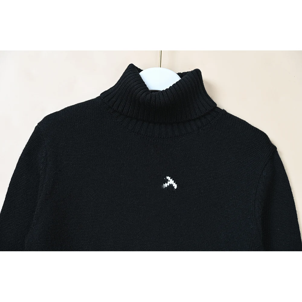 Women's Winter High Collar Thi Woolen Knitted Sweater Warm Cozy Neline Long Sve Regular Fit  Color Commute Sle