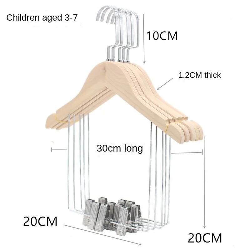 Store Solid Wooden No Painted Dress Hanger Children\'s Women Adult One-piece Clothing Support Integrated Connecting Racks Suit