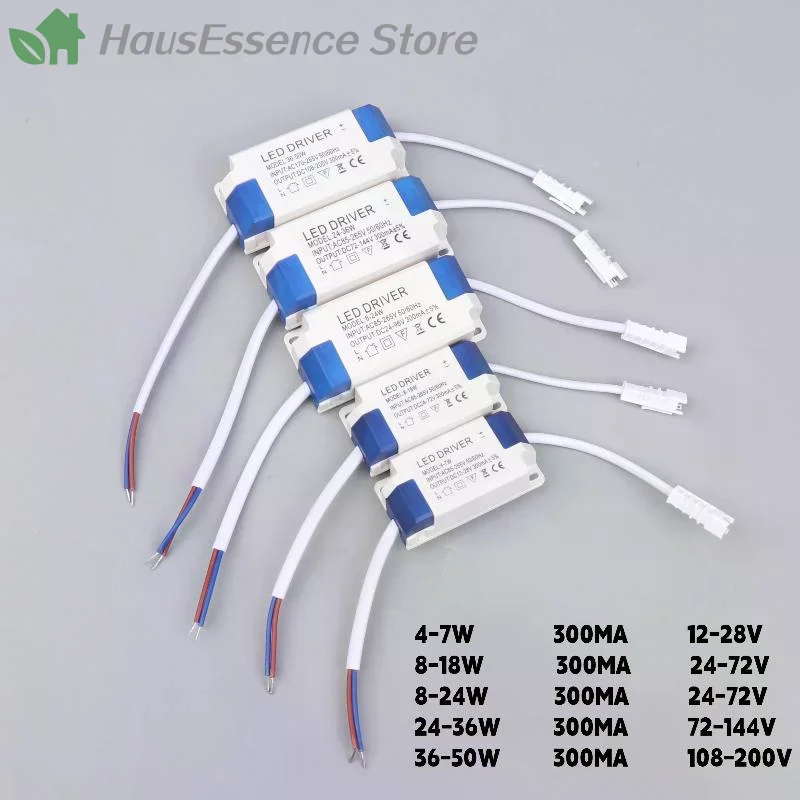 ※Constant Current Non-Isolated External LED Driver 4-7W 8-18W 8-24W 24-36W 36-50W Output 300mA Lighting Transformer
