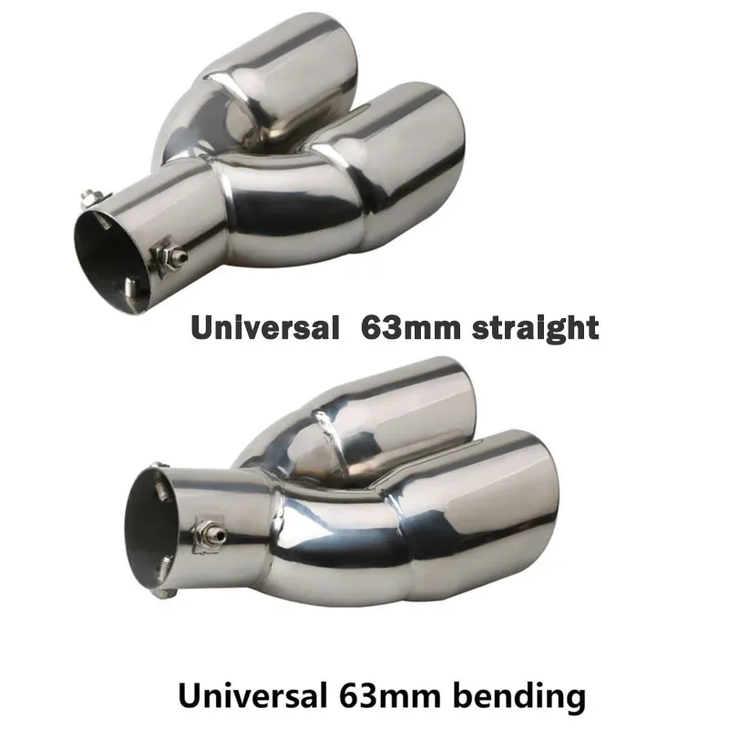 

Universal 63mm Bending Straight Car Exhaust Muffler Tip Round Stainless Steel Pipe Exhaust Tail Muffler Tip Pipe Silver Muffler
